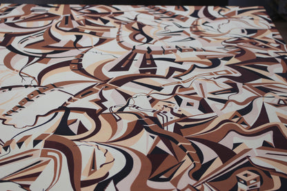 48x60 Japanese Acrylic Pen Painting On Stretched Canvas Ronnie Stelly - "Mourning Coffee" Signed Original