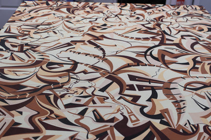 48x60 Japanese Acrylic Pen Painting On Stretched Canvas Ronnie Stelly - "Mourning Coffee" Signed Original