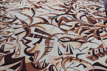 48x60 Japanese Acrylic Pen Painting On Stretched Canvas Ronnie Stelly - "Mourning Coffee" Signed Original