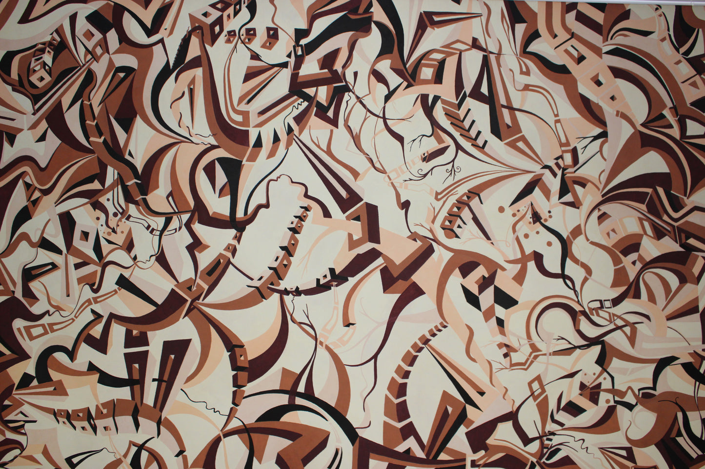 48x60 Japanese Acrylic Pen Painting On Stretched Canvas Ronnie Stelly - "Mourning Coffee" Signed Original